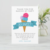 Carte De Remerciements Fête d'anniversaire des enfants en été avec glace (Debout devant)