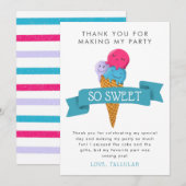 Carte De Remerciements Fête d'anniversaire des enfants en été avec glace (Devant / Derrière)