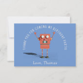 Carte De Remerciements Fête d'anniversaire des enfants robot 3D rouge mer (Devant)