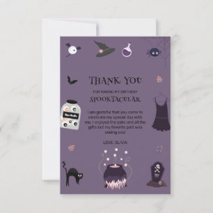 Carte De Remerciements Fête d'anniversaire d'Halloween sorcière effrayant