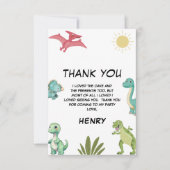 Carte De Remerciements Fête d'anniversaire dinosaure (Devant)