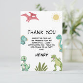 Carte De Remerciements Fête d'anniversaire dinosaure (Debout devant)