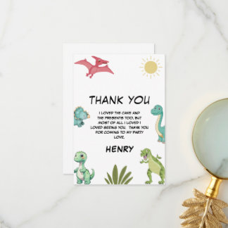 Carte De Remerciements Fête d'anniversaire dinosaure