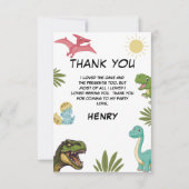 Carte De Remerciements Fête d'anniversaire dinosaure (Devant)