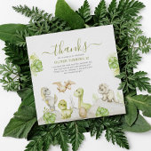 Carte De Remerciements Fête d'anniversaire dinosaure à l'aquarelle pour e