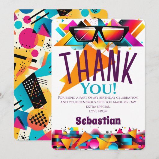 Carte De Remerciements Fête d'anniversaire Disco (Devant / Derrière)