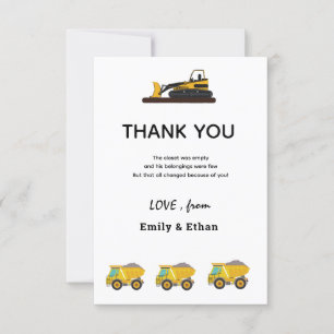 Carte De Remerciements Fête d'anniversaire du camion de construction