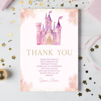 Carte De Remerciements Fête d'anniversaire du château de la princesse roy