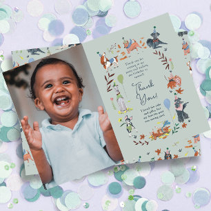 Carte De Remerciements Fête d'anniversaire du chiot Chien Bleu Pawty