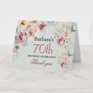 Carte De Remerciements Fête d'anniversaire élégante aquarelle florale pou