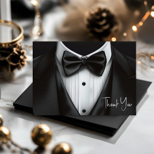 Carte De Remerciements Fête d'anniversaire en smoking noir et blanc pour 