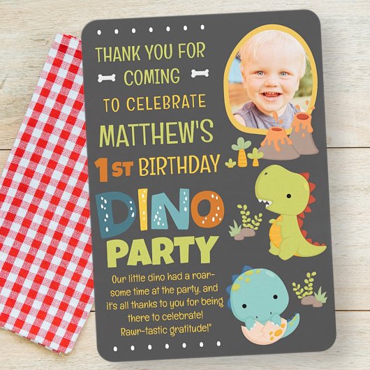 Carte De Remerciements Fête d'anniversaire enfant dinosaure mignon modern