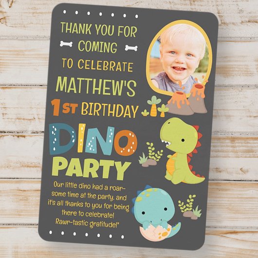 Carte De Remerciements Fête d'anniversaire enfant dinosaure mignon modern