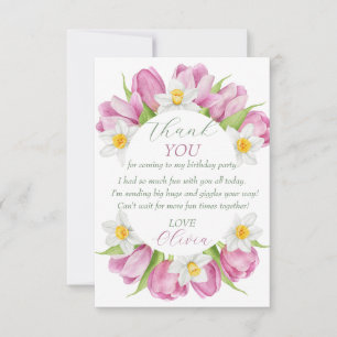 Carte De Remerciements Fête d'anniversaire enfant fleur colorée de printe