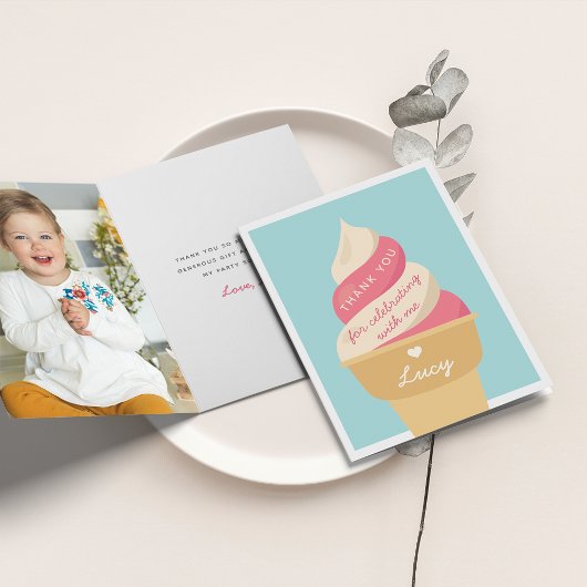 Carte De Remerciements Fête d'anniversaire enfant Tourbillon de glace à l