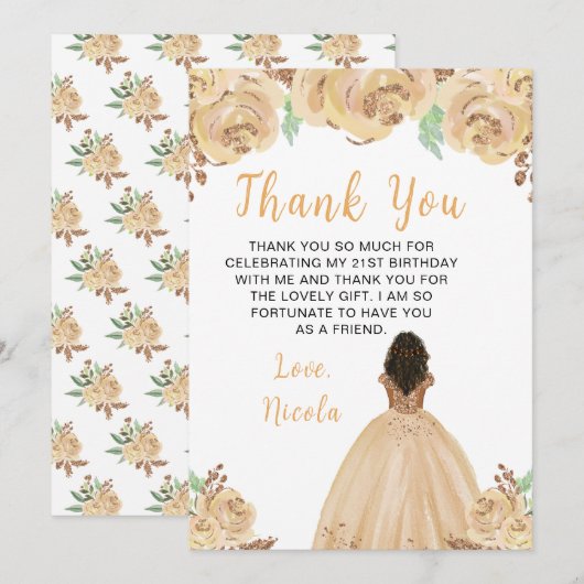 Carte De Remerciements Fête d'anniversaire florale de la princesse Peach  (Devant / Derrière)