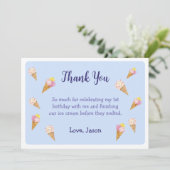 Carte De Remerciements Fête d'anniversaire garçon cône de glace mignon bl (Debout devant)