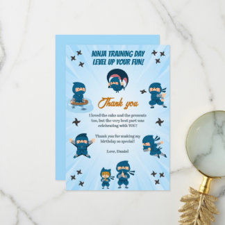 Carte De Remerciements Fête d'anniversaire garçon Escouade Ninja Bleu Mig