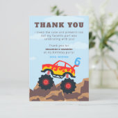 Carte De Remerciements Fête d'anniversaire garçon Monster Truck (Debout devant)