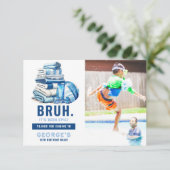Carte De Remerciements Fête d'anniversaire garçon piscine bleue BRUH  (Debout devant)