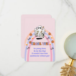 Carte De Remerciements Fête d'anniversaire Halloween Groovy Ghost Trick o