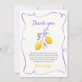 Carte De Remerciements Fête d'anniversaire Lemon Purple Bow (Devant)