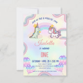 Carte De Remerciements Fête d'anniversaire Licorne Arc-en-Ciel & Amis Din (Devant)