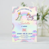 Carte De Remerciements Fête d'anniversaire Licorne Arc-en-Ciel & Amis Din (Debout devant)