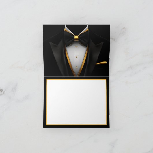 Carte De Remerciements Fête d'anniversaire Mens Tuxedo Black Gold (Intérieur)