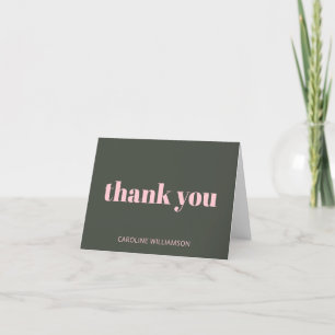Carte De Remerciements Fête d'anniversaire moderne Bold Pink Olive Sage 5