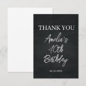 Carte De Remerciements Fête d'anniversaire moderne noir et blanc (Devant / Derrière)
