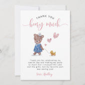 Carte De Remerciements Fête d'anniversaire ours en peluche rose (Devant)