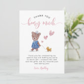 Carte De Remerciements Fête d'anniversaire ours en peluche rose (Debout devant)