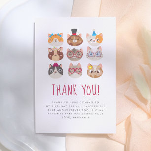 Carte De Remerciements Fête d'anniversaire parfaite pour les chats mignon