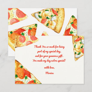 Carte De Remerciements Fête d'anniversaire pizza aquarelle
