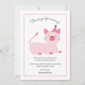 Carte De Remerciements Fête d'anniversaire pour enfants thème chat mignon (Devant)