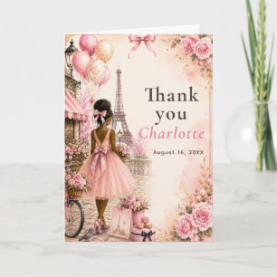 Carte De Remerciements Fête d'anniversaire Rose Paris