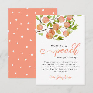 Carte De Remerciements Fête d'anniversaire rustique aux fruits de pêche