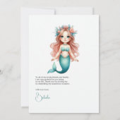 Carte De Remerciements Fête d'anniversaire Sirène de la mer (Dos)