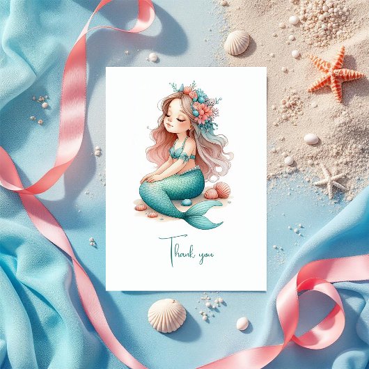 Carte De Remerciements Fête d'anniversaire Sirène de la mer