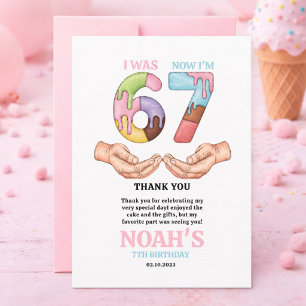 Carte De Remerciements Fête d'anniversaire "Six Sept" pour enfants - 7 an