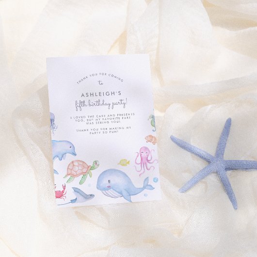 Carte De Remerciements Fête d'anniversaire sous la mer Remerciements