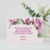 Carte De Remerciements Fête d'anniversaire spa de beauté (Debout devant)