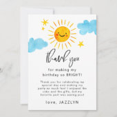 Carte De Remerciements Fête d'anniversaire Sunshine (Devant)