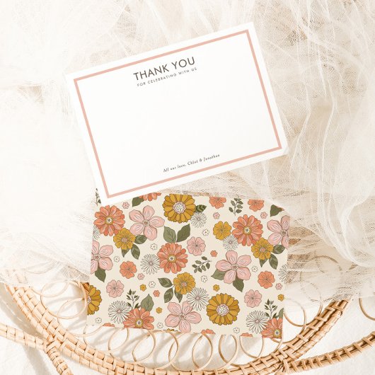 Carte De Remerciements Fête d'anniversaire super Boho Floral