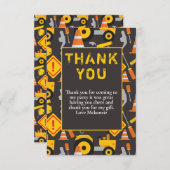 Carte De Remerciements Fête d'anniversaire sur le thème des constructions (Devant / Derrière)