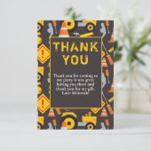 Carte De Remerciements Fête d'anniversaire sur un chantier de constructio (Debout devant)