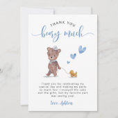 Carte De Remerciements Fête d'anniversaire Teddy Bear Bleu (Devant)