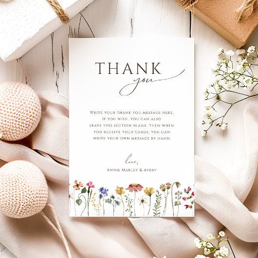 Carte De Remerciements Fête d'anniversaire verticale de plaine de fleurs 