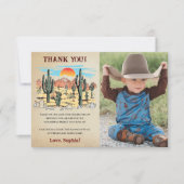 Carte De Remerciements Fête d'anniversaire Wild West Cowboy (Devant)